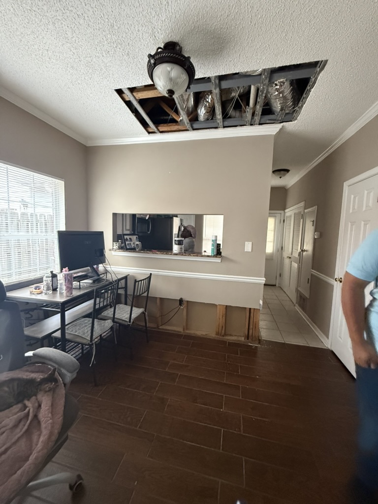 Living room ceiling repair, North Georgia water damage restoration